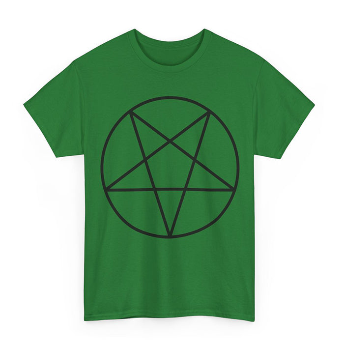 Green Pentagram T-Shirt – Black Satanic Occult Design