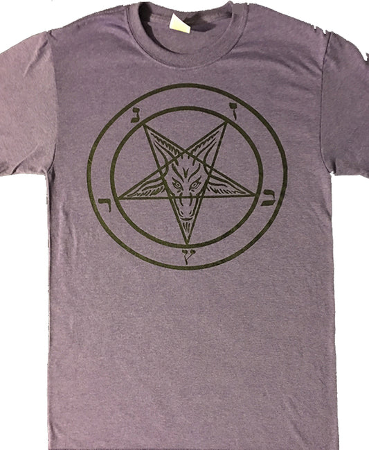 Pentagram Retro Heather Purple T shirt Sigil of Baphomet Satanic