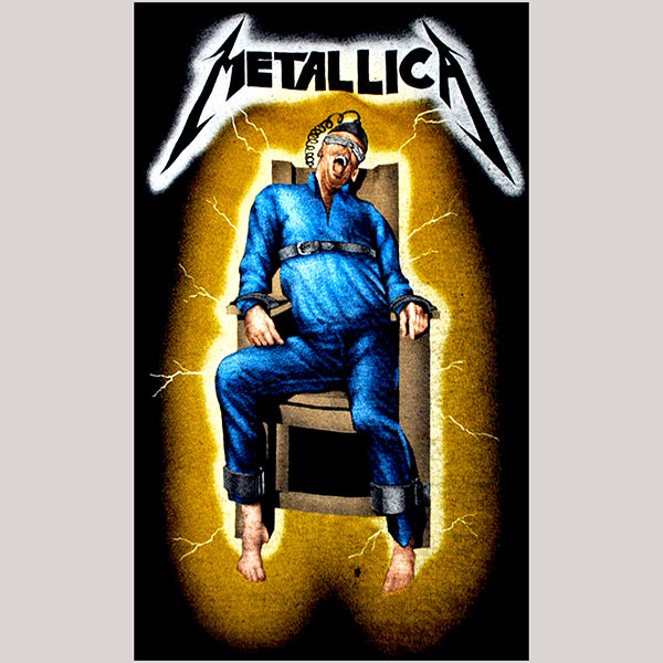 Metallica Ride the lightning chair gut shirt art  Flag / Tapestry / Banner