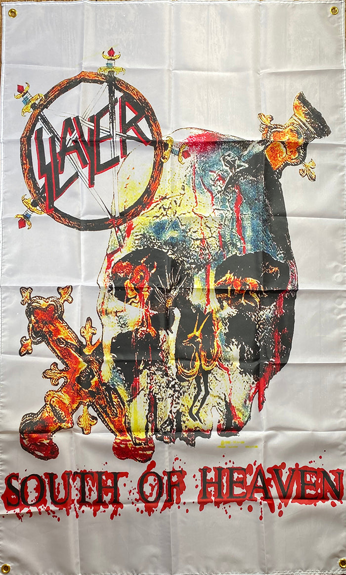 Slayer " South Of Heaven " White Flag / Banner / Tapestry