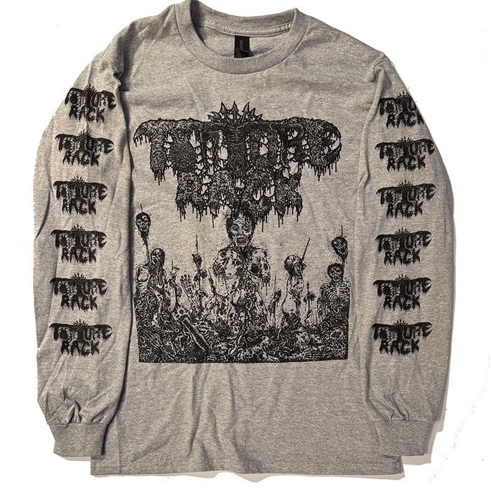 Torture Rack " Pit of Limbs"  Longsleeve Athletic Gray T-shirt with Sleeve prints