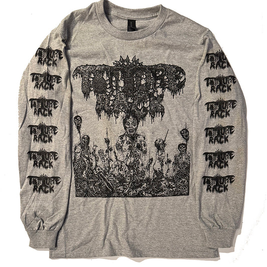 Torture Rack " Pit of Limbs"  Longsleeve Athletic Gray T-shirt with Sleeve prints
