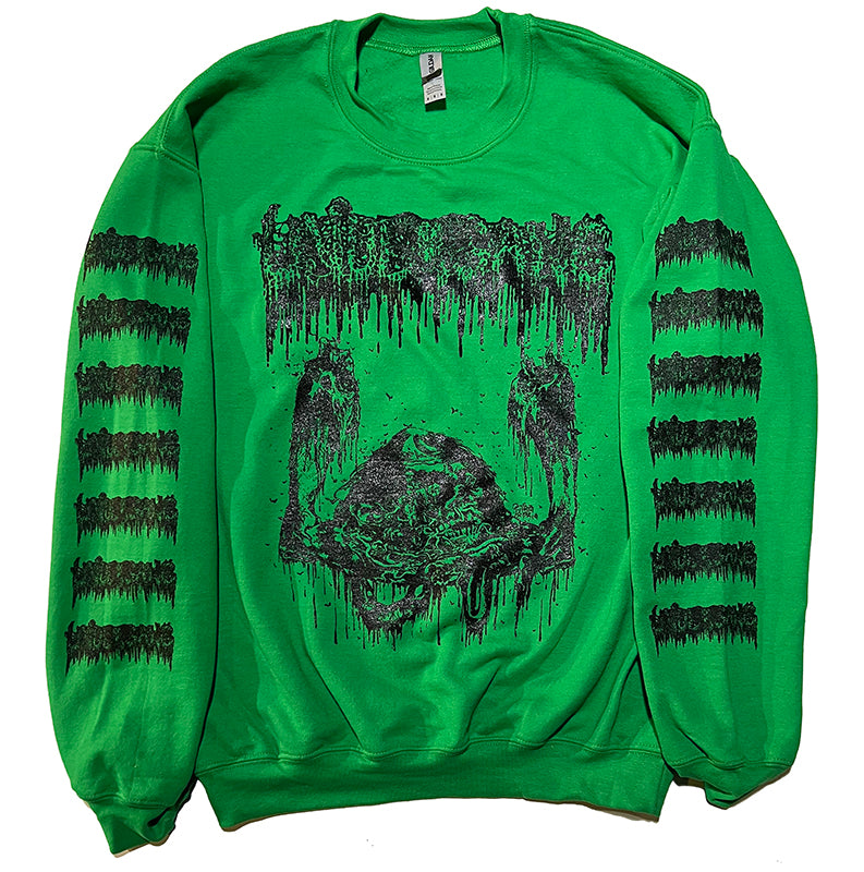 Undergang “ Putrid Head " Green Fleece Pullover Sweatshirt with logo sleeve prints 