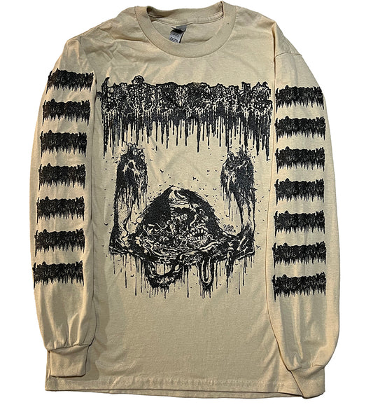 Undergang " Putrid Head " Long sleeve T shirt Sand with Sleeve prints