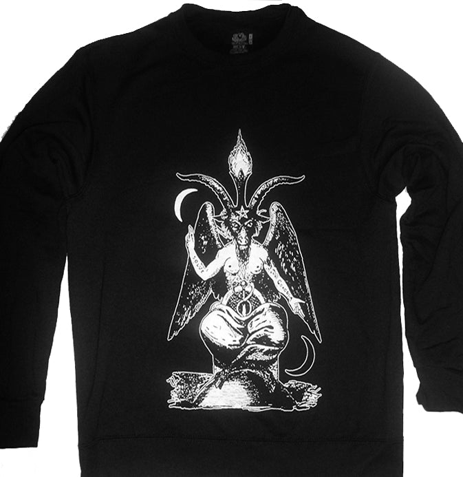 BAPHOMET black sweat shirt fleece pullover hiphop hip hopmuscle tee satanic SATAN halloween goat costume