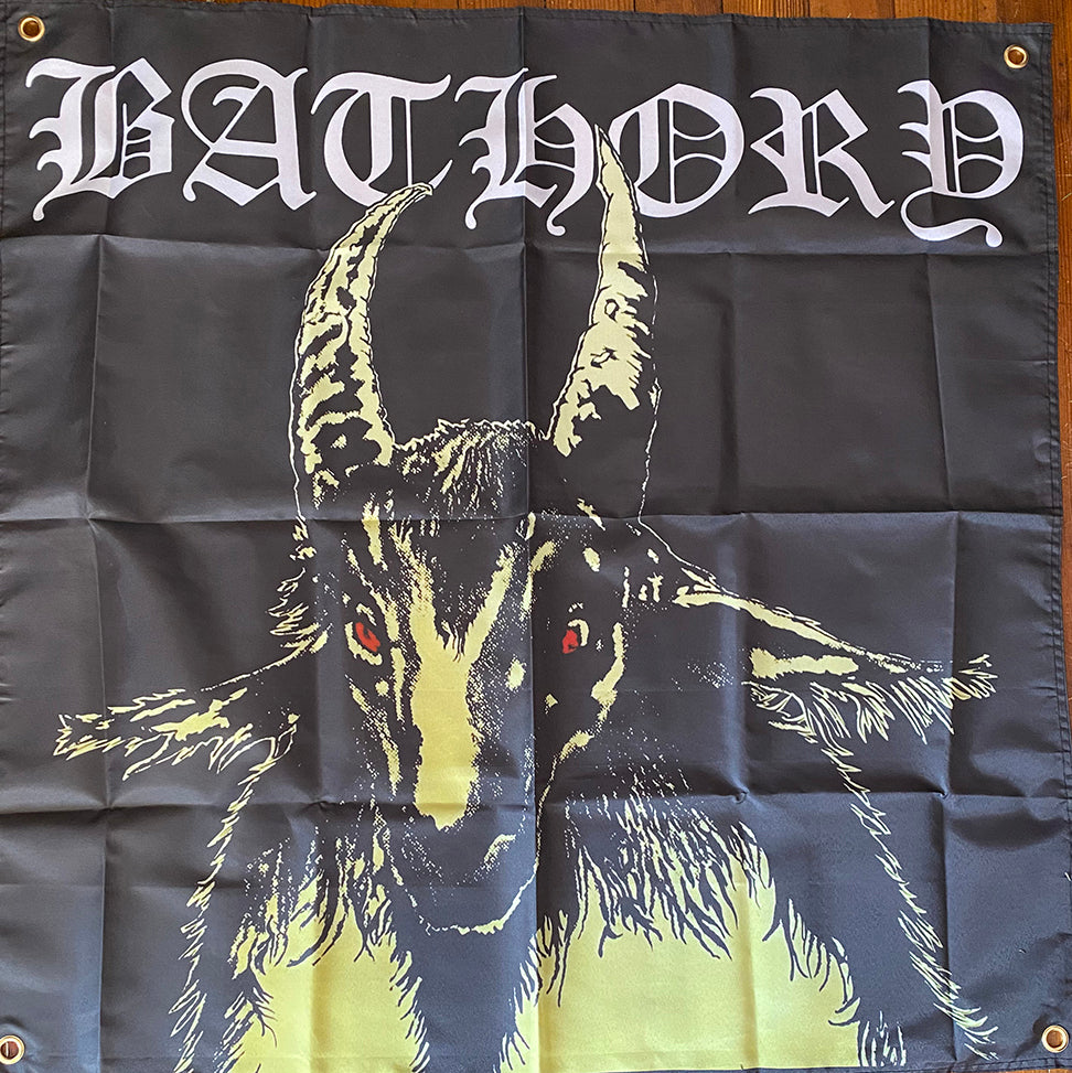bathory yellow goat lp flag banner tapestry wall hanging satanic thrash black metal