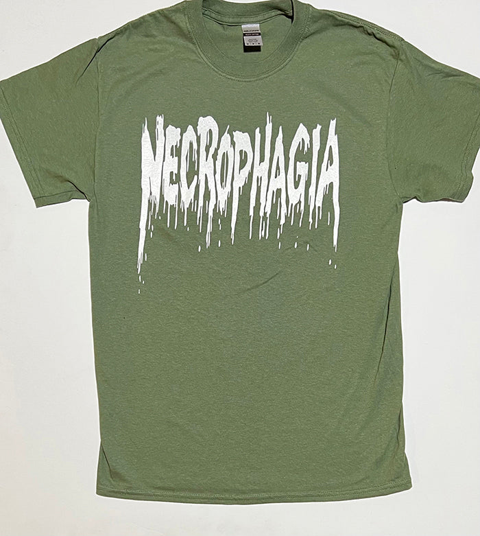Necrophagia - Miltary Green Logo T shirt horror death metal 