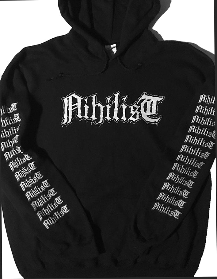 Nihilist " Radiation Sickness " Hooded Sweatshirt with logo Sleeve prints
