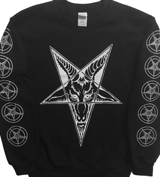 Baphomet Goat Head - Sweatshirt with Sleeve prints