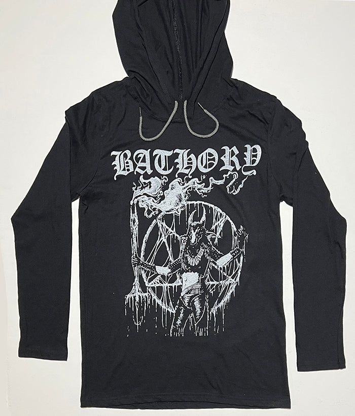 Bathory " Satan Is My Master " Hooded Long Sleeve Hoodie T Shirt