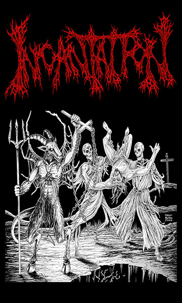 Incantation " Blasphemous Cremation " Red logo Banner / Tapestry / Flag
