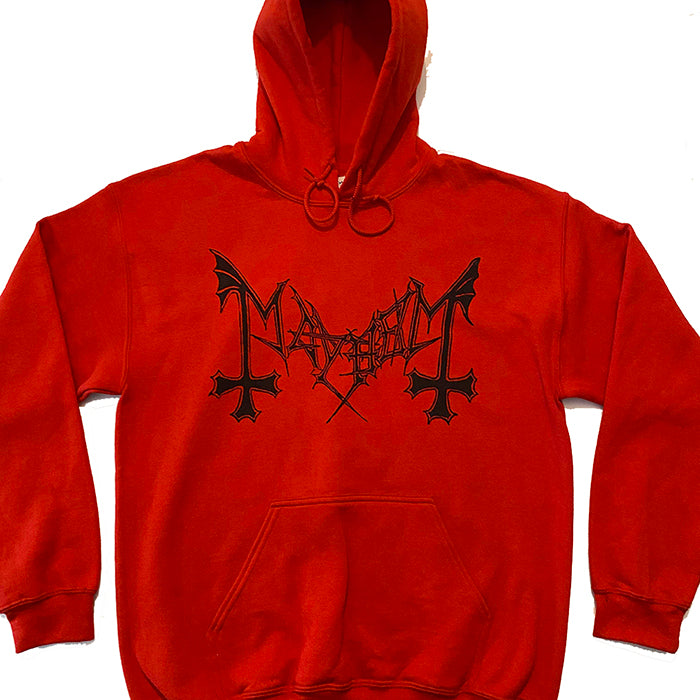 Mayhem " Logo " Hoodie Red Hooded Sweatshirt Black Metal