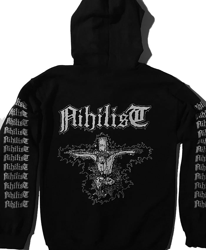 Nihilist " Radiation Sickness " Hooded Sweatshirt with logo Sleeve prints
